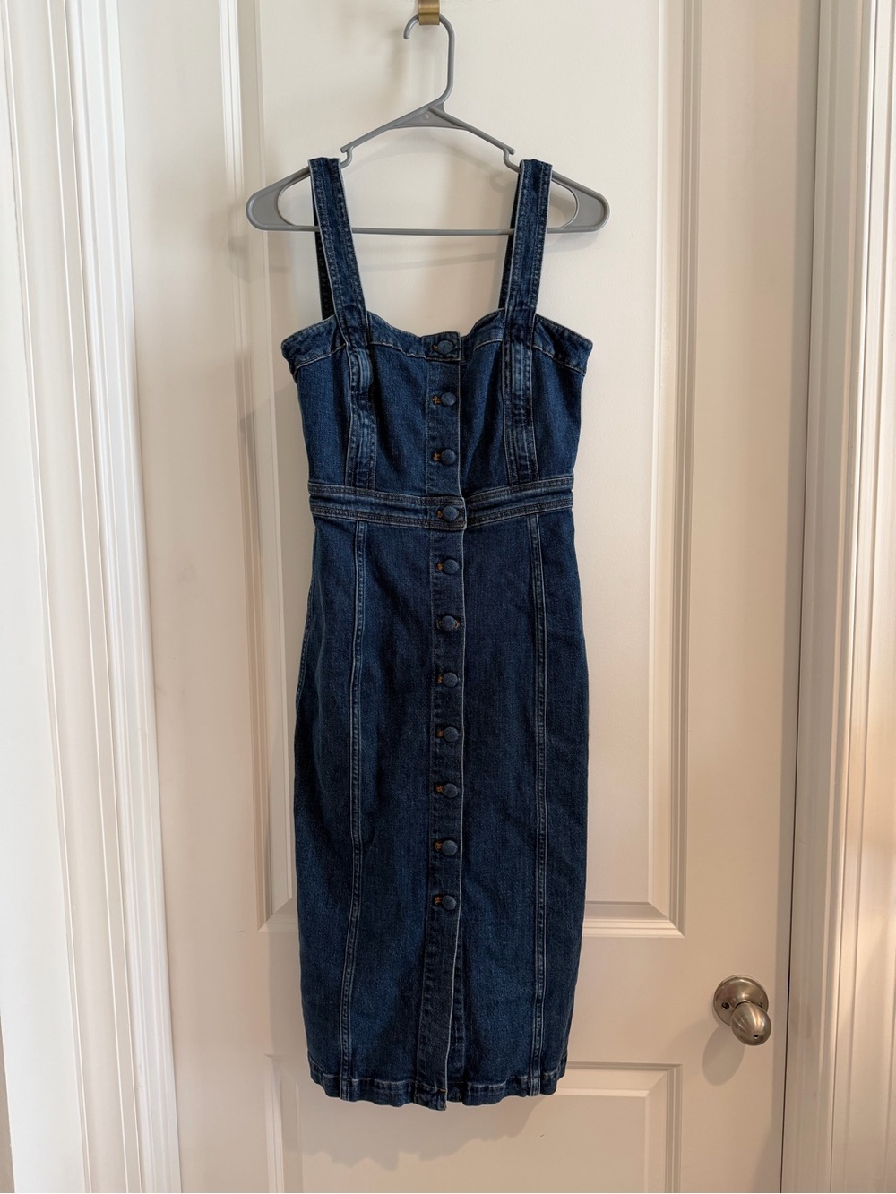 Madewell Dark Blue Denim Midi Button Dress